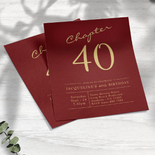 Flyer Invitación por 40 cumpleaños a Red Gold Budget