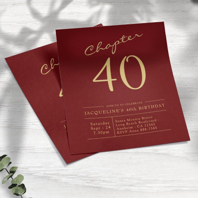 Flyer Invitación por 40 cumpleaños a Red Gold Budget (Subido por el creador)