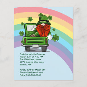 Flyer Invitación por el Día del fiesta Lucky Gnomes St P