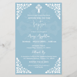 Flyer Invitación presupuestal Baptismo de la Cruz Floral