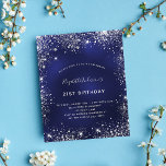 Flyer Invitación presupuestal de cumpleaños de azul mari<br><div class="desc">Tenga en cuenta que esta invitación está en papel de volante y es muy delgada. Los sobres no están incluidos. Para invitaciones más gruesas (el mismo diseño) visite nuestra tienda. Una invitación moderna, elegante y glamurosa para una fiesta de cumpleaños número 21 (o cualquier edad). Un fondo azul marino, decorado...</div>