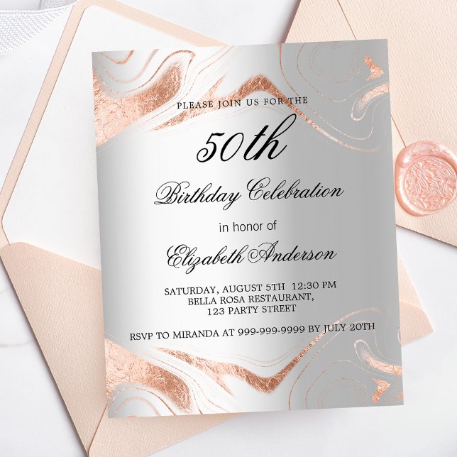 Flyer Invitación presupuestal de mármol de oro de rosa d (Subido por el creador)