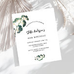 Flyer Invitación presupuestal de script blanco de vegeta<br><div class="desc">Tenga en cuenta que esta invitación está en papel de volante y es muy delgada. Los sobres no están incluidos. Para invitaciones más gruesas (el mismo diseño) visite nuestra tienda. Delante: un elegante fondo blanco decorado con simples hojas de ginkgo dorado. Personalice y agregue su nombre y detalles del fiesta....</div>