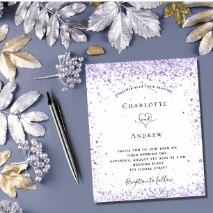 Flyer Invitación presupuestal de script de purpurina vio