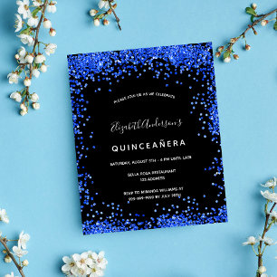 Flyer Invitación presupuestaria azul real de Quinceanera
