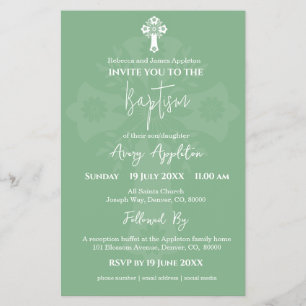 Flyer Invitación presupuestaria Cruz Floral Baptismo Sag