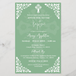 Flyer Invitación presupuestaria Cruz Floral Baptismo Sag