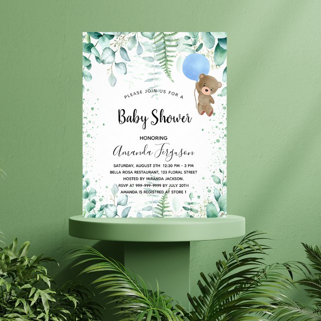 Flyer Invitación presupuestaria de Baby Shower teddy boy (Subido por el creador)