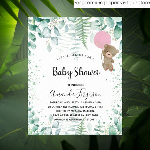 Flyer Invitación presupuestaria de Baby Shower teddy euc