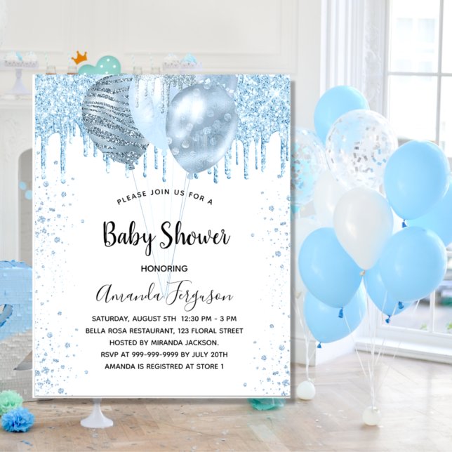 Flyer Invitación presupuestaria de globos azules de Baby (Subido por el creador)