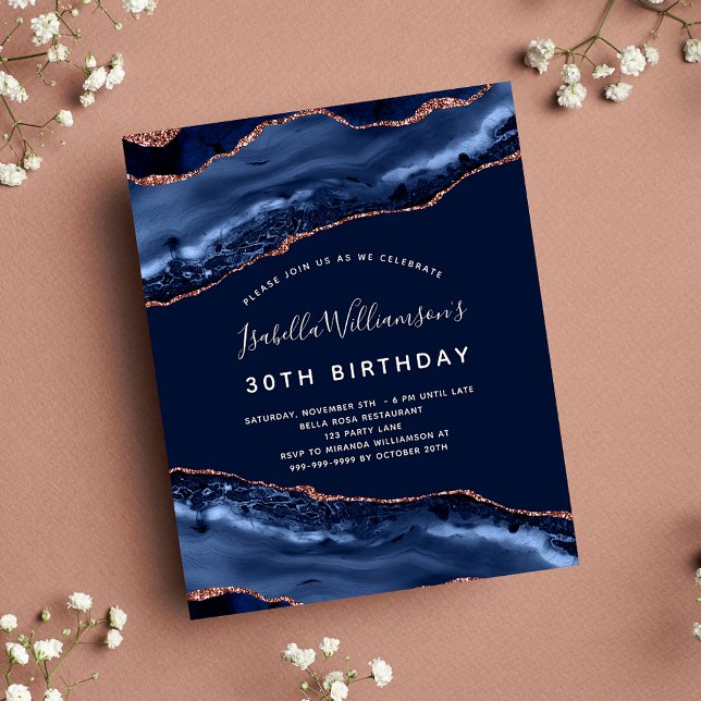 Flyer Invitación presupuestaria de rosa azul de ágate de (Subido por el creador)