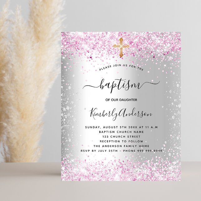 Flyer Invitación presupuestaria del chica rosa plateado  (Subido por el creador)