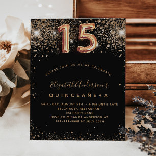 Flyer Invitación presupuestaria del purpurina de oro neg