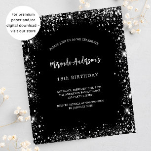 Flyer Invitación presupuestaria del purpurina de plata n