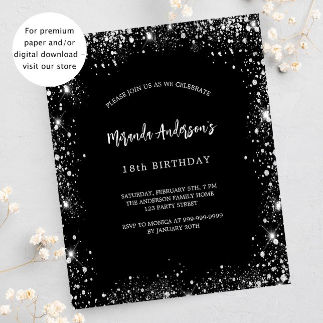 Flyer Invitación presupuestaria del purpurina de plata n (Subido por el creador)