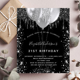 Flyer Invitación presupuestaria del purpurina de plata n