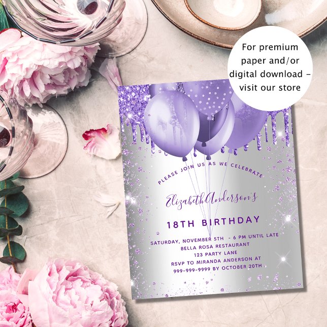 Flyer Invitación presupuestaria del purpurina violeta de (Subido por el creador)