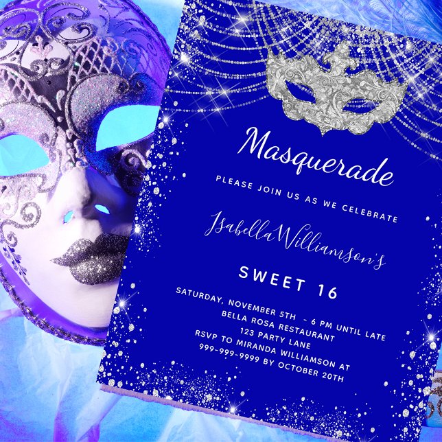 Flyer Invitación presupuestaria Masquerade Royal blue Sw (Subido por el creador)