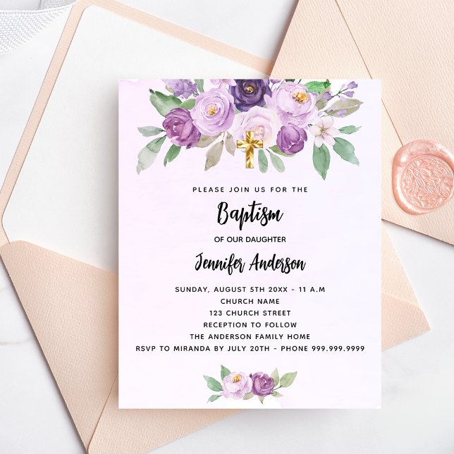 Flyer Invitación presupuestaria para bautizar flores vio (Subido por el creador)