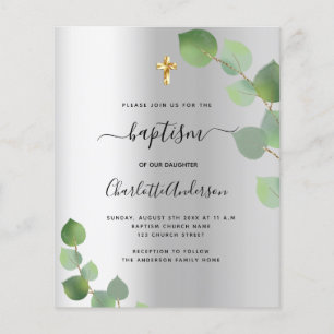 Flyer Invitación presupuestaria para el bautismo de plat