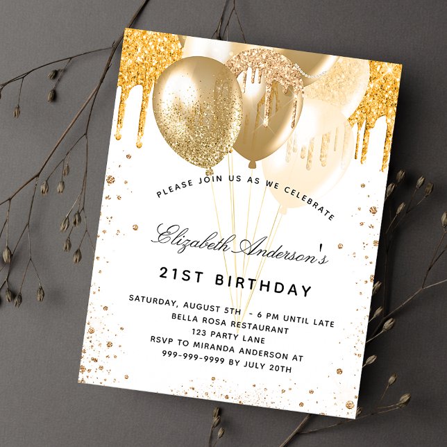Flyer Invitación presupuestaria para globos de oro blanc (Subido por el creador)