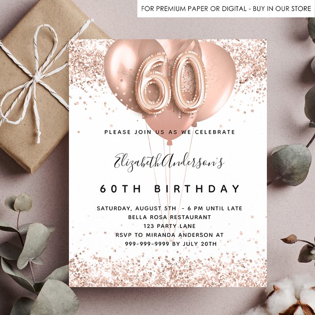 Flyer Invitación presupuestaria para globos de oro rosa  (Subido por el creador)