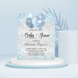 Flyer Invitación presupuestaria para purpurinas azules d