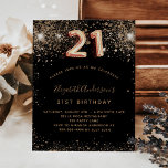 Flyer Invitación presupuestaria para purpurinas de oro n<br><div class="desc">Tenga en cuenta que esta invitación está en papel de volante y es muy delgada. Los sobres no están incluidos. Para invitaciones más gruesas (el mismo diseño) visite nuestra tienda. Una invitación moderna, elegante y glamurosa para un fiesta de 21 años. Un fondo negro decorado con un falso purpurina. El...</div>