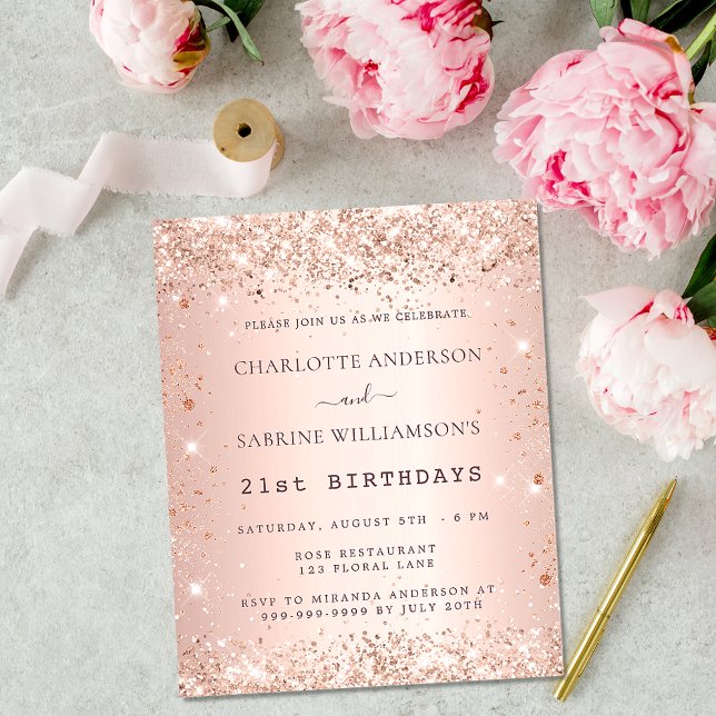 Flyer Invitación presupuestaria para rosa de cumpleaños  (Subido por el creador)