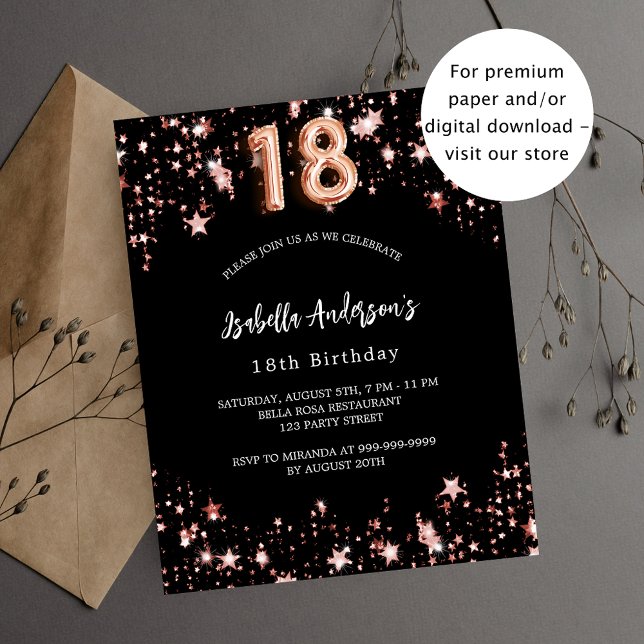 Flyer Invitación presupuestaria para rosas negros de 18  (Subido por el creador)