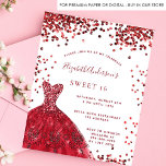 Flyer Invitación presupuestaria para vestido blanco rojo<br><div class="desc">Tenga en cuenta que esta invitación está en papel de volante y es muy delgada. Los sobres no están incluidos. Para invitaciones más gruesas (el mismo diseño) visite nuestra tienda. Una invitación moderna, elegante y glamurosa para una fiesta de 16 y 16 años. Fondo blanco con chispas, vestido rojo. El...</div>