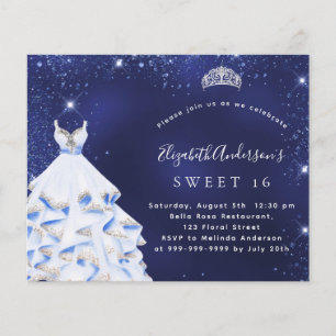 Flyer Invitación presupuestaria para vestido dulce de 16
