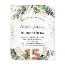 Invitación presupuestaria Quinceanera eucalyptus