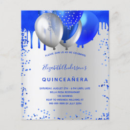 Flyer Invitación presupuestaria Quinceanera real azul pl