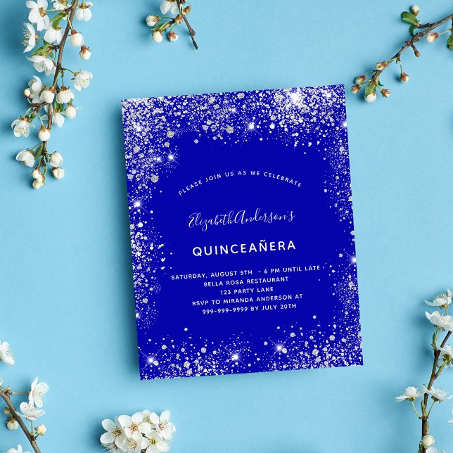 Flyer Invitación presupuestaria Quinceanera real azul pl (Subido por el creador)