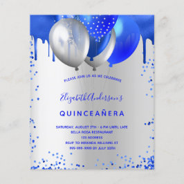 Flyer Invitación presupuestaria Quinceanera real azul pl