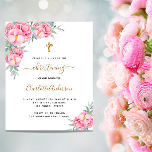 Flyer Invitación presupuestaria rosa de florales rosas c