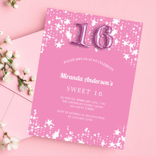Flyer Invitación presupuestaria Sweet 16 estrellas blanc
