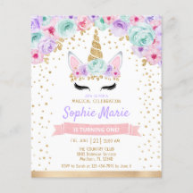 Invitación púrpura Verde azulada de primer cumplea