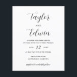 Flyer Invitación simple de matrimonio presupuestal conte<br><div class="desc">Volante contemporáneo de invitación a bodas en blanco y negro con un diseño sencillo y minimalista con sus nombres en un guión elegante de caligrafía y los detalles de su boda a continuación en un formato moderno. NOTA: No vienen con sobres.</div>