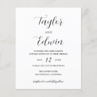 Invitación simple de matrimonio presupuestal conte