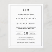 Invitación simple de matrimonio presupuestal en bl