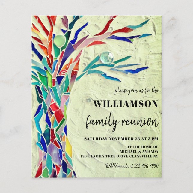 Flyer Invitación verde a la reunión de familia de árbole (Frente)