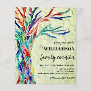 Flyer Invitación verde a la reunión de familia de árbole