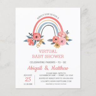 Flyer Invitación virtual Baby Shower al arco iris del pr