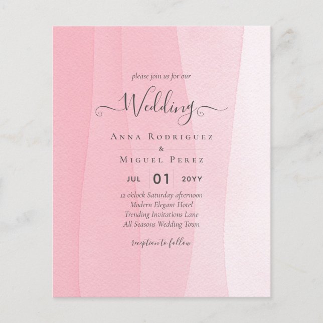 Flyer Invitaciones a bodas de casamiento rosa con hielo  (Frente)