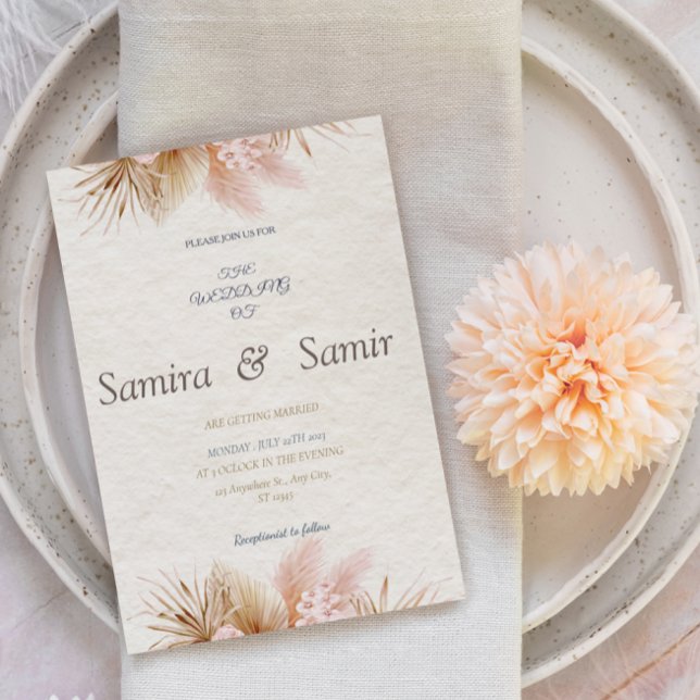 Flyer Invitaciones a bodas de Cream Floral Rustic (Subido por el creador)