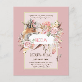 Flyer Invitaciones a bodas de la Fox de BOHO Feather Pin
