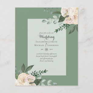 Flyer Invitaciones a bodas de rosas blancas con menos pr