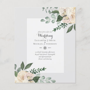 Flyer Invitaciones a bodas de rosas blancas con menos pr